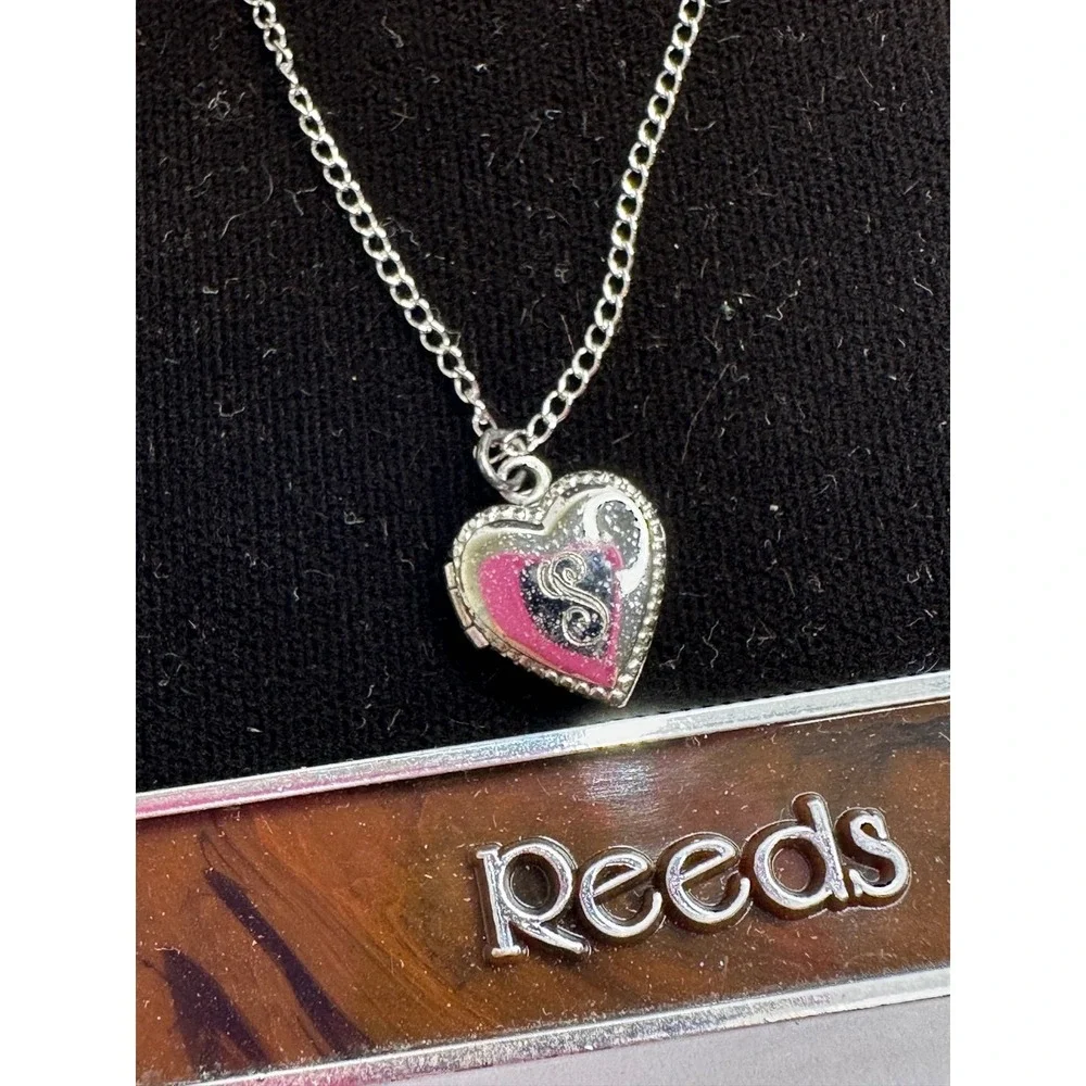 VTG Reeds Sterling Silver Heart Locket Necklace Original Box 16